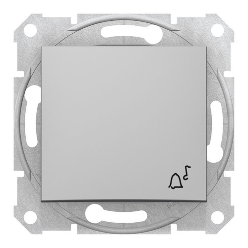 Выключатель 1-клавишный кнопочный Schneider Electric SEDNA, скрытый монтаж, алюминий