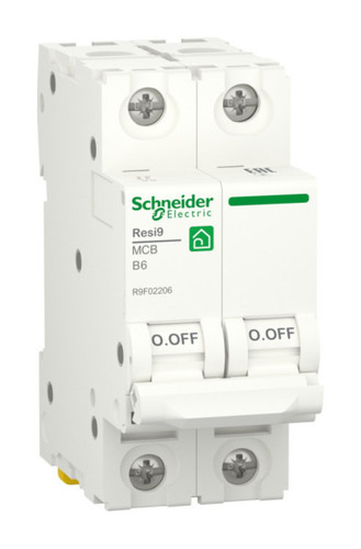 Автоматический выключатель Schneider Electric Resi9 2P 6А (B) 6кА, R9F02206