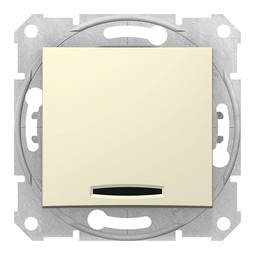 Выключатель 1-клавишный кнопочный SEDNA, скрытый монтаж, бежевый