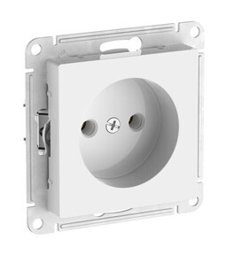 Розетка Systeme Electric ATLASDESIGN, скрытый монтаж, без заземления, без шторок,быстрозажимные клеммы, белый